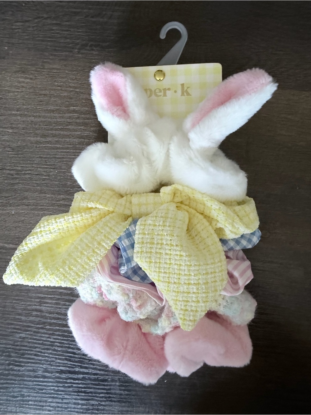 Piper K Easter Bunny Scrunchie Set Pastel Plush Hair Ties - NWT